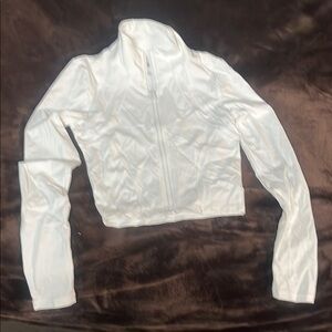 Women's White Workout Full Zip Jacket